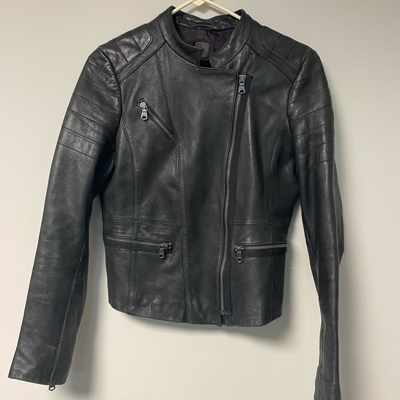 Gap black leather motorcycle jacket size small